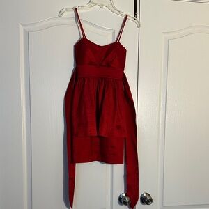 Elegant spaghetti strap red taffeta dress. Size small. By P & S USA